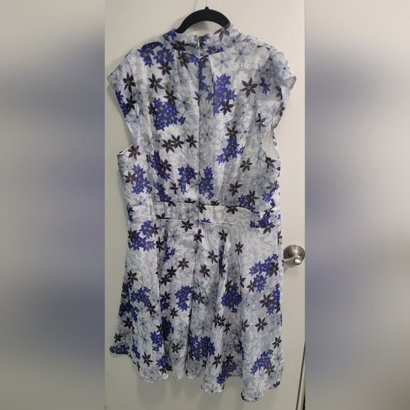 Sz 16 Ricki's Floral High Collar A-line Dress - Picture 2 of 8